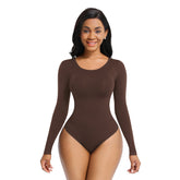 Essential Seamless Long Sleeve Shaping Bodysuit - Brown